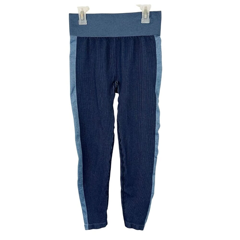 The Upside Navy Blue Ribbed Seamless Leggings Athletic Workout‎ - Size Small